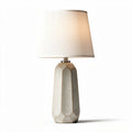 Table lamp with geometric ceramic base and pleated fabric shade 25 x 25 x 55cm