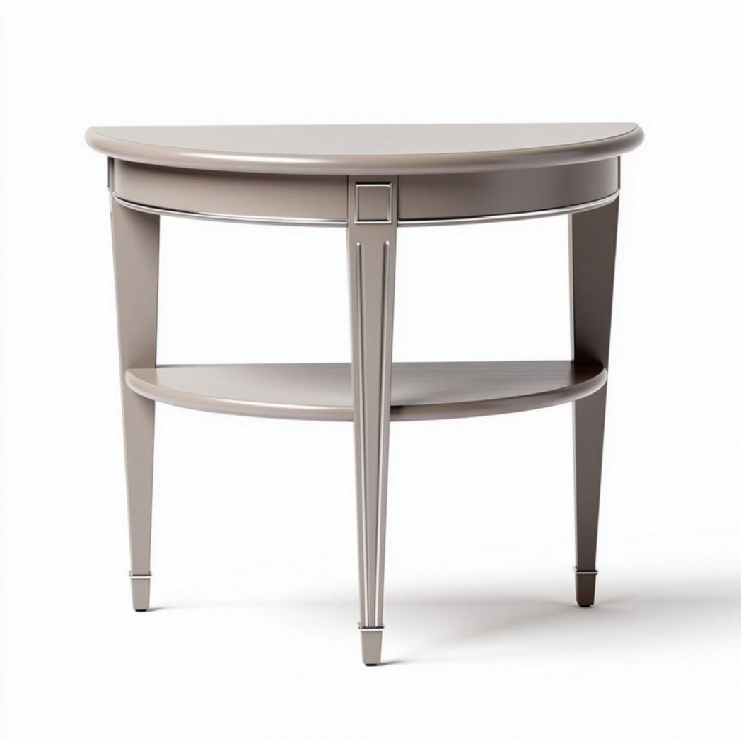 Half-moon console table made of durable wood in beige color 90 x 40 x 75cm