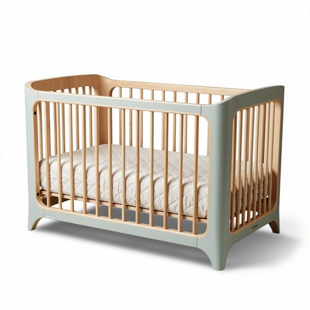 Wooden convertible crib designed for infants with a minimalist style 120 x 60 x 90cm