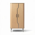 Maple wood storage cabinet with modern design and sleek handle in natural finish