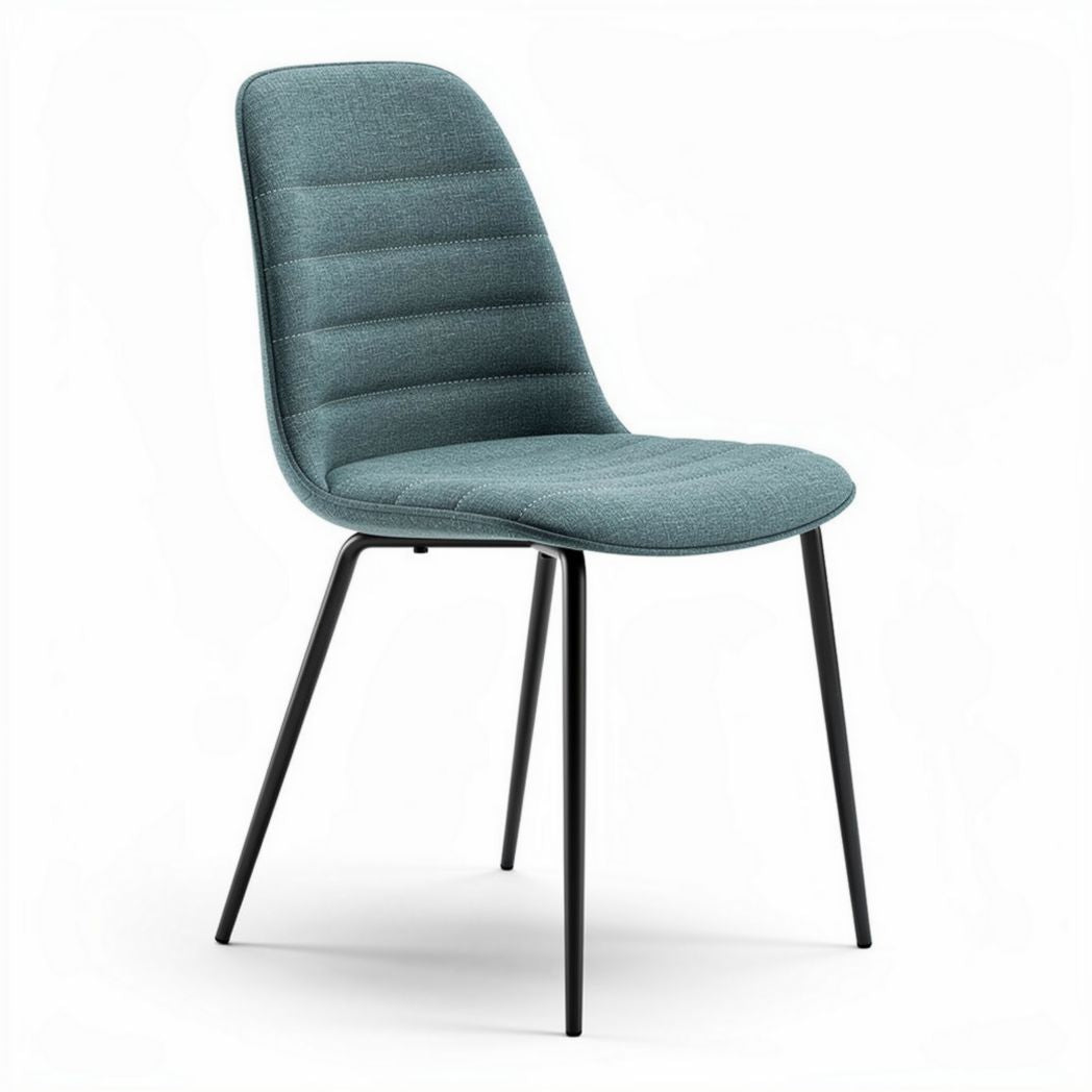 Upholstered dining chair in teal fabric with black metal legs 45 x 50 x 90cm
