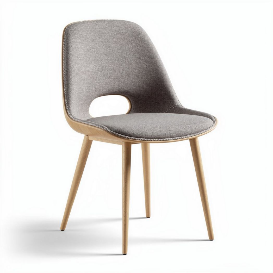 Modern dining chair with upholstered seat and natural wood legs 45 x 50 x 80cm