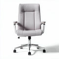 Office chair in light grey fabric with adjustable height and swivel base