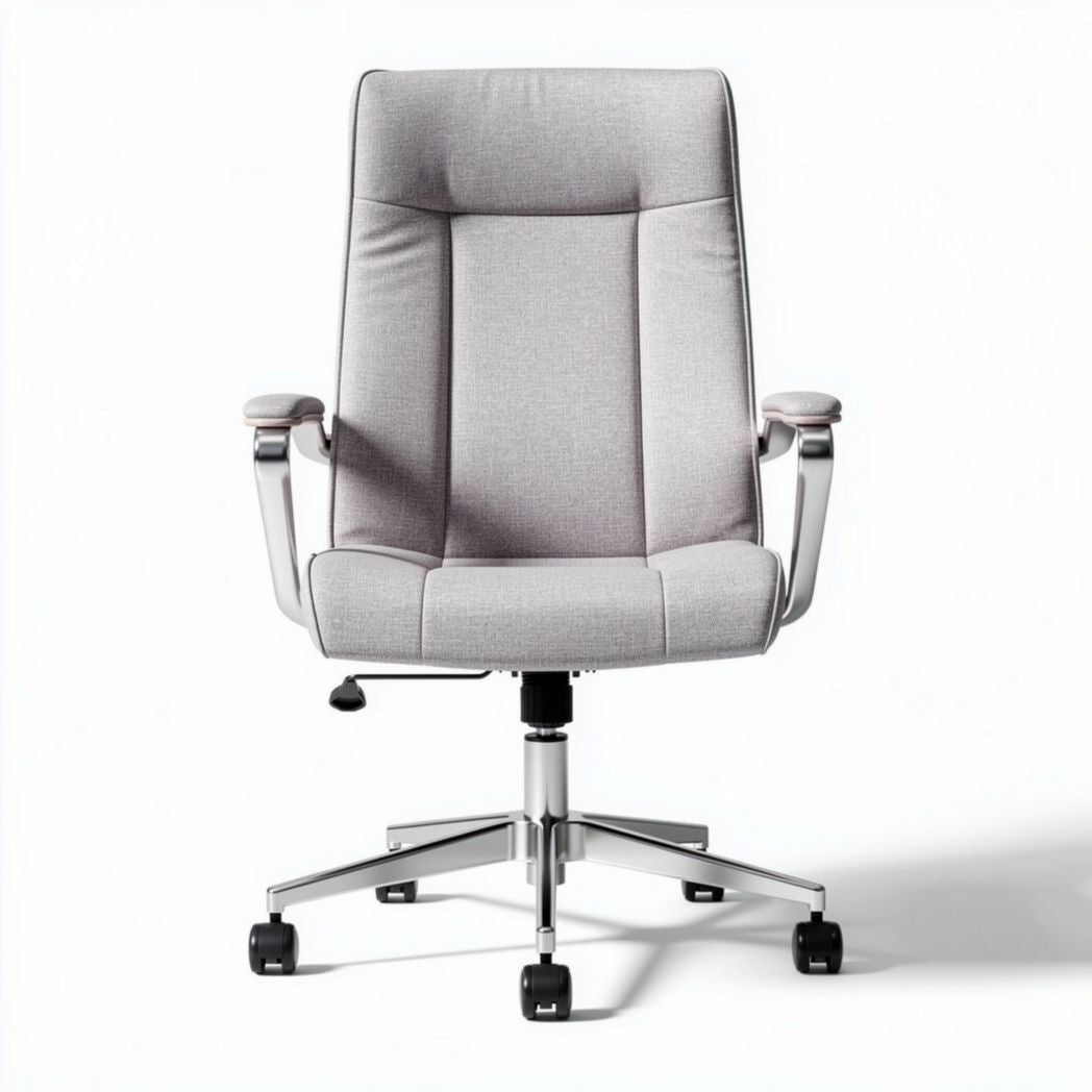Office chair in light grey fabric with adjustable height and swivel base