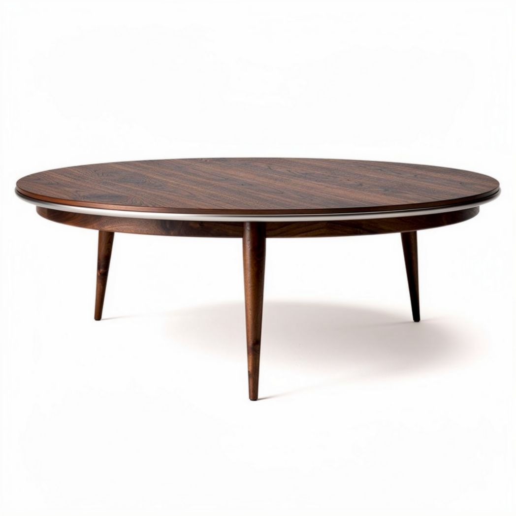 Round coffee table in dark wood finish 80 x 80 x 30cm for living room use